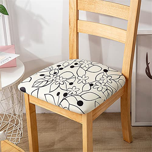 Highdi Housses de Siège de Chaise, Lot de 1,2,4 ou 6 Housse de Chaise Spandex Stretch Lavable Universelle Amovible Housse Assise Chaise, pour Salle à Manger, Hôtel (frangipanier,6 pièces)