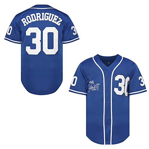 The Sandlot Benny The Jet Rodriguez 30 Movie Baseball Trikot für Herren S-XXXL genäht, blau, Mittel