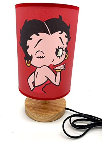 Table Lamp Bedside Night Light Wood Base Great Red Betty Decor or Gifts | Room Decoration, Great Gift Ideas