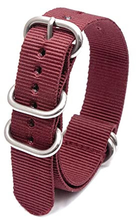 Elegantyl Uhrenarmband mit Nylonstreifen Nato-Armband 18mm - 24mm Uhrenzubehör mit silberner 5-Ring-Metallschnalle, 22mm