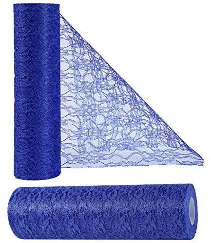 OSVINO Tischläufer Spitze Blau 30cm x 25m Hochzeitsdeko Retro Tischband Spitze Tisch Deko Tischdeko, Dekorieren für Taufe Partys Hochzeit Weihnachten Kommunion Jubiläum, Handwerk Verpackung Material