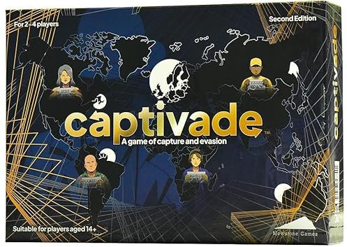 Captivade | The strategy board game of Evasion and Capture | Adult & Family games for Fun and Intrigue | Second Edition | 2-4 Players | 30-90 Minutes Playing Time.