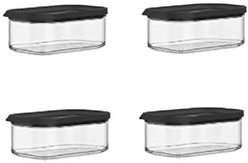 Mepal 4-tlg Vorratsdosen Spar-Set Modula 425 ml Schwarz/Black Edition Vorratsdose Frischhaltedose - ideal für die Aufbewahrung von trockenen Lebensmitteln