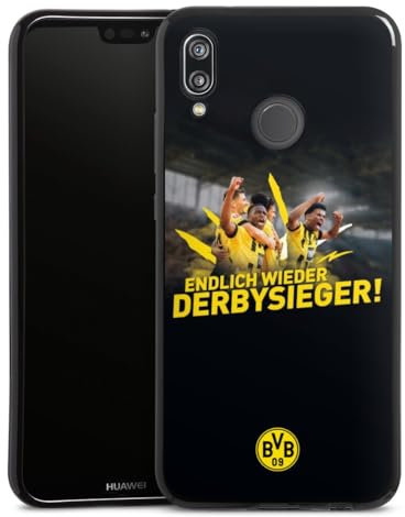 Silikon Hülle kompatibel mit Huawei P20 Lite Case schwarz Handyhülle BVB Fußball Borussia Dortmund
