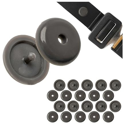 Gurt Knopf für Autogurt, 10 Paare, Hartplastik, Grau, für viele KFZ-Gurte, Sicherheitsgurt Rücklauf Sicherung, Sicherheitsgurt Nieten, Autogurt Niete Sitz, Autositz Gurtreparatur, Ersatzteil PKW