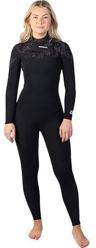 Gul Womens Response FX 3/2mm GBS Chest Zip Wetsuit - Black Broken Palm Kayak or Kayaking - - Thermal Warm Heat Layer