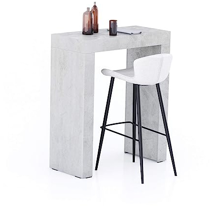 MOBILI FIVER, Evolution Hohe Tisch 90x40, Grauer Beton, Made In Italy