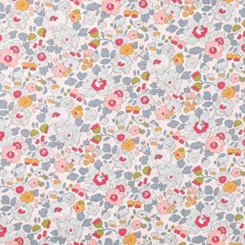 Craftine Tissu Fleuris Betsy Gris et Rose - par 50 cm