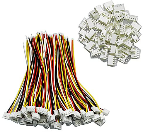 GTIWUNG 50 Paare JST Stecker 4 Polig, JST-PH Steckverbinder, Micro JST 2.0 mm 4-poliger Stecker mit Kabeldraht, Mini JST 2.0 Ph 4 Pin-Verbindungsstecker mit 130 mm Kabel und Buchse