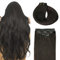 SURNEL Clip In Extensions Echthaar 6pcs/set Remy Echthaar für Haarverlängerung glatt Haarteile Doppelt Tressen Clip Extensions Schwarz Menschliches Haar 100g 35cm(#1B-14Zoll)