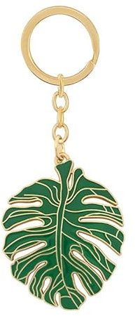 Fuqimanman2020 Monstera Plant Key Ring Keychains Cute Tropical Plant Leaf Enamel Keychain Keyrings Plant Lover Gifts Car Keys Bag Charm, Green, S