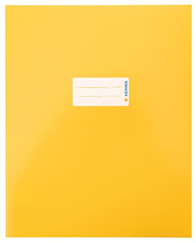 HERMA 20044 Heftumschlag Quart Karton Gelb, Hefthülle mit Beschriftungsfeld aus stabilem & extra starkem Papier, Heftschoner für Schulhefte, farbig