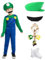 JMOCD Costume Super Plumber Bros, Déguisement Mario Enfants Adultes Luigi Costume Cosplay avec Bonnet Pantalon Barbe Gants Porte Clef pour Carnaval Halloween Enfants
