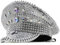 IZUS Frauen Punk Rock Strass Military Cap Shiny-Sequins Disco Newsboy Hut Bling Nieten Spike Barett Hut Single Damen Party