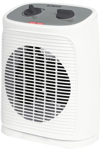 Bomann® - Radiador de ventilador con función de ventilador, calefacción eléctrica con termostato regulable continuo y 2 niveles de calefacción, oscilante, para baño y cocina, HL 6064 CB