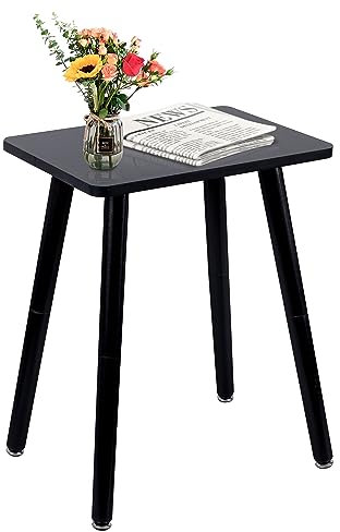 Yawinhe Beistelltisch, Holz Nachttische, Kaffeetisch Couchtisch für Schlafzimmer, 40x30x52cm Wohnzimmertisch,Sofatisch mit Beinen aus Massivholz, Schwarz,1-Pack