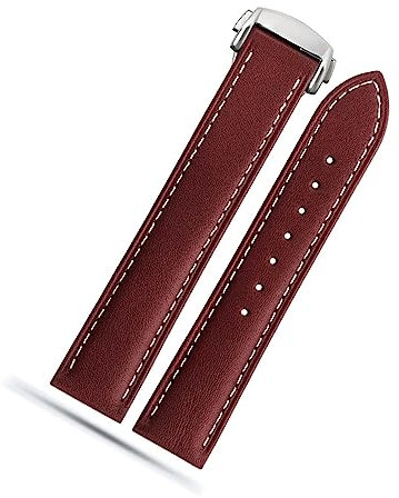 dayeer Lederarmband für Omega Seamaster 300 150 Speedmaster 007 AT150 Braunes Uhrenarmband Faltschließe 19mm 20mm 22mm (Color : B Dark brown-silver, Size : 20mm)