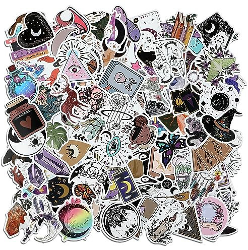 Ouligay 100 Stück Hexe Sticker Set, Anime Magie Aufkleber für Laptop Kindle Handys Journal Scrapbook Helm Fahrrad Koffer, Vinyl Wasserfeste Witchy Aufkleber für Erwachsene, Kinder, Teenager