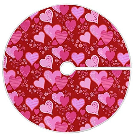 91cm/36Inch Weihnachtsbaumdecke Tannenbaum Decke Weihnachtsbaumteppich Für Ferienhaus Heimdekorationen Zuhause Valentinstag Rosa Herzblumen