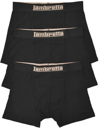 Lambretta Mens 3 Pack Boxers Black L