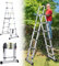 Jopassy 1,7m+2m Teleskopleiter Klappleiter 5+6 Stufen, A-Rahmen Mehrzweckleiter Stehleiter aus Aluminium, Ausziehleiter Trittleiter Leiter für Dachreparaturen