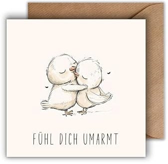 WBdesignz Genesungskarte Vogel Gute Besserung Karte Grüße - Gute Besserung Partnerschaft Liebe Beziehung Karte Fühl Dich Umarmt (125 x 125 mm)