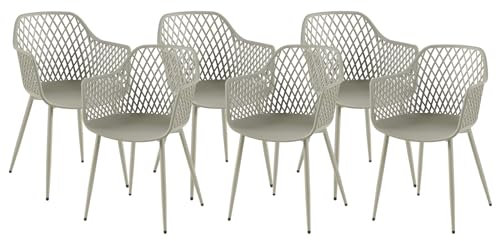 anrekl 6er Set Esszimmerstuhl mit Metallbeine, Armlehnstuhl Küchenstühle Essstühle Sessel Stuhl Sitzfläche für Esszimmer Wohnzimmer, Grau