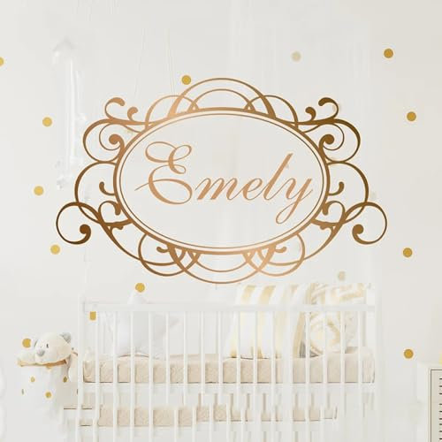 Benutzerdefinierter Name, Wandaufkleber, personalisierter Name, Dekor, Mädchen-Kinderzimmer-Aufkleber, Mädchen-Schlafzimmer-Dekor, Namensaufkleber, Spiegel-Gold-Name. Benutzerdefinierte Buchstaben
