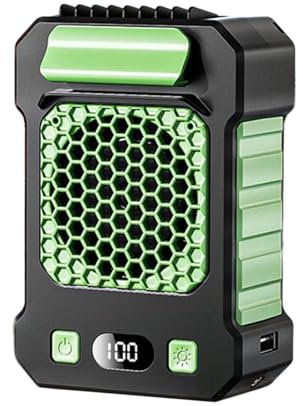 FLCPJGV Mini Clip de Cintura para Colgar en Cuello, Ventilador de Refrigeración, Ventilador Personal para Colgar en Cuello para Oficina y Camping, Verde 10000mAh