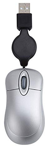 MOLERRI Mini-Souris Filaire USB Câble RéTractable Petite Souris Minuscule 1600 DPI Souris de Voyage Compactes Optiques pour 98 2000 XP Vista Ve (Argent)