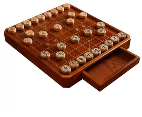 Chinesisches Schach- und Dame-Set mit Aufbewahrungsschublade, tragbar, magnetisch, Xiangqi 2-in-1, Schach- und Dame-Brettspiele, Strategiespiele, Reisespiel(Size:11.8 x 10.6 x 1.6in)