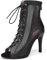 YCALCP Stivali da Ballo Latino Donna Punta Aperta con Lacci Salsa Tango Scarpe da Ballo Performance, 38 EU