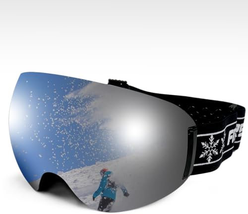 WIN.MAX Skibrille Unisex für Herren und Damen Rahmenlose Snowboardbrille mit Magnetische Wechselglas UV-Schutz Anti-Nebel Schneebrille Helmkompatible Ski Goggles zum Skifahren