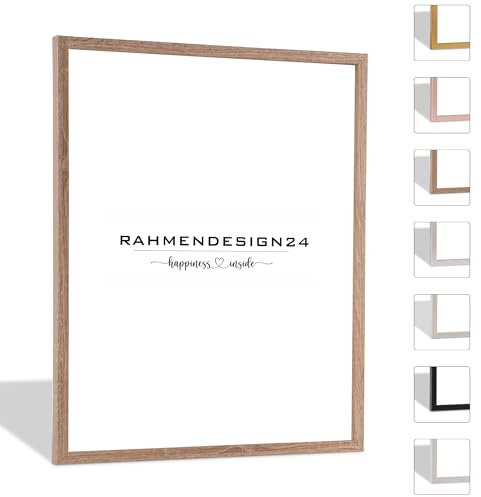 Rahmendesign24 Bilderrahmen Nero 45x60 (POSTERFORMAT) Sonoma Eiche Fotorahmen, Wechselrahmen, Posterrahmen, Puzzlerahmen, schmaler Bilderrahmen