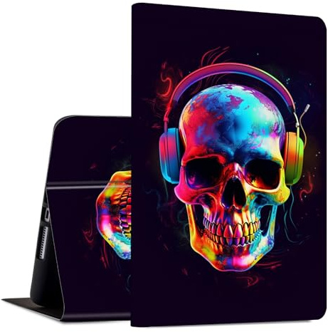 DHYYDSQZ Case for iPad 9th/ 8th/ 7th Generation, for iPad 10.2 inch Case 2021/2020/2019 Slim PU Leather Multiple Viewing Angles Smart Stand Shell Cover Auto Wake/Sleep for iPad 10.2,Skull Music Cool