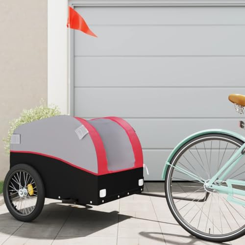 Xichuzi Lastenanhänger für Fahrrad Schwarz und Rot 45 kg Eisen, Fahrradanhänger, Lastenanhänger Fahrrad, Anhänger Fahrrad, Lastenanhänger Für Transport - 94125