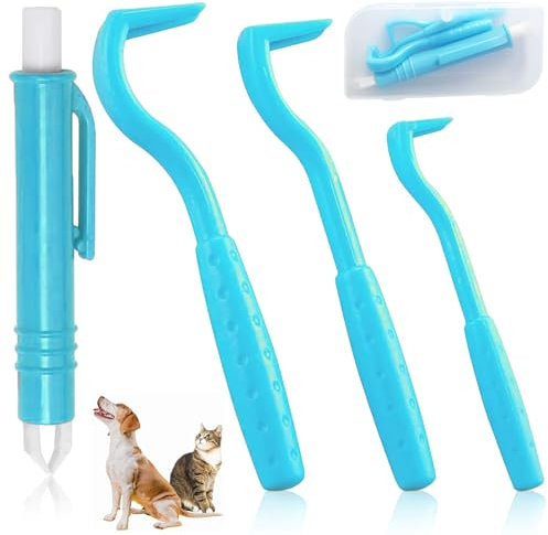 SiHuiTu 3 Pieces of Tick Remover Tools for Dogs, Painlessly Tick Removal Tool, Multifunctional Tick Remover Kit for Dog Cats Rabbits, Ideal Tick Hooks for Pet Shop Including Storage Box (Blue)
