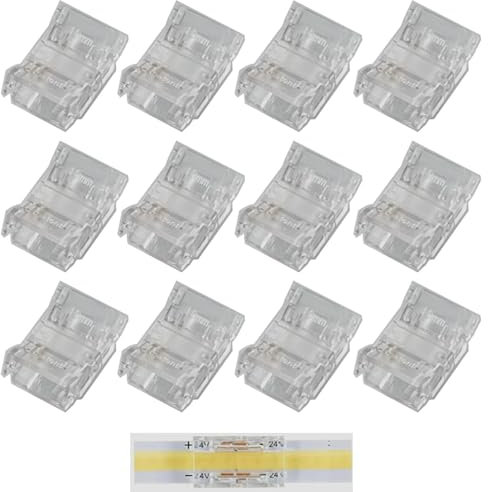 GTIWUNG 12 Stück 3 Polig 10mm LED Strip Verbinder LED Lückenlose Stecker Schnell Verbinder Ohne Abisolieren, für COB LED Streifen, für Lichtleistenanschluss