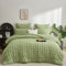 Gezu Seersucker Housse de Couette 220x240cm Vert Gaufré Carreaux Structuré Parure de lit 220x240 Adulte 2 Personnes Adulte Set de Housse Couette en Doux Microfibre avec 2 Taie d'oreiller 65x65