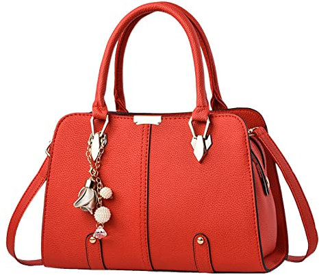 VaiKanhai Tennishose Damen Mit Taschen Geldbörse Satchel Schultertasche Tote Ledertasche Hänge Organizer Taschen (Red, One Size)