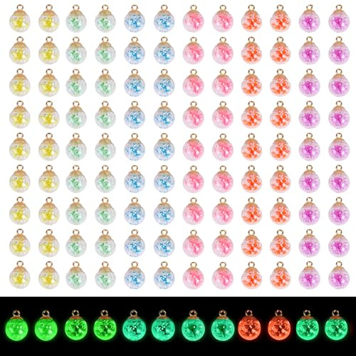 LEGENTLISUR 50-120 Stück Glasanhänger In Großpackung Zur Schmuckherstellung Im Dunkeln Leuchtende Charms zur Schmuckherstellung Für Halsketten Armbänder Ohrringe