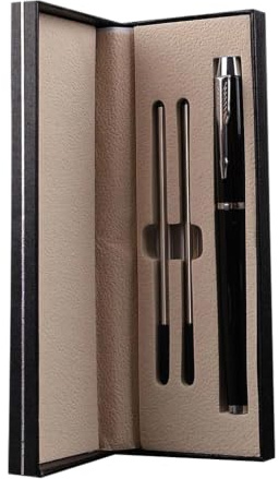 SHLWYG Metall-Signatur-Stifteset (schwarz), Business-Büro-Kugelschreiber, Metall-Kugelschreiber - Box mit 2 Tintenpatronen, Business, Schön