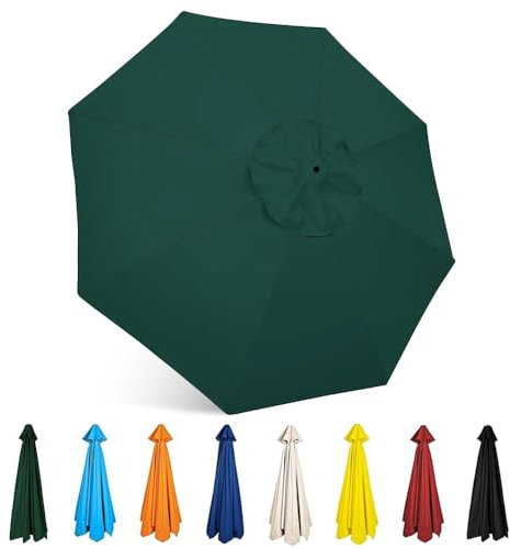 YCBTPS Tela De Repuesto para Sombrilla De Patio 6/8 Varillas, Cubierta De Tela De Sombrilla De Recambio De Jardín Villa, Piscina, Terrazas(Dark Green,6ribs/3.0m(10ft))