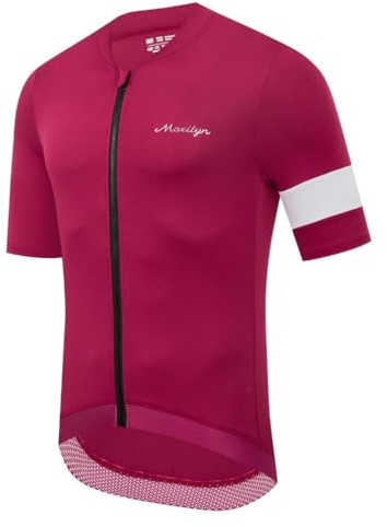 Moxilyn Herren Fahrrad Kurzarmtrikot MTB Radtrikot Kurzarm Rennrad Shirts Fahrradbekleidung 4 Taschen Full Zip mit 4 Taschen