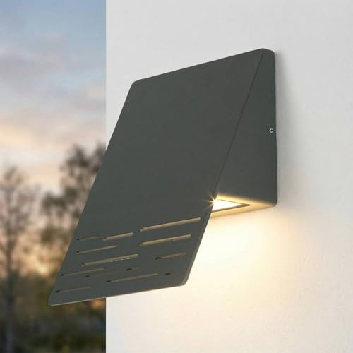 Licht-Erlebnisse LED Wandlampe außen Anthrazit IP44 B: 15 cm eckig 3000 K warmweiß 550 lm Modern Aluminium Glas Außenleuchte Wand Downlight Haustür