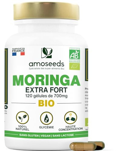 Moringa Oleifera BIO | Extra Fort | Naturel et Pur | 120 gélules | 100% feuilles de moringa | Qualité supérieure