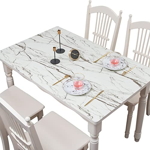 FANIVIN PVC Tischdecke Tischfolie Wasserdicht Weiß Stein 70 * 120cm | Wasserdicht ölbeständig Hitzebeständig Leicht zu Reinigen Schützt die Tischplatte