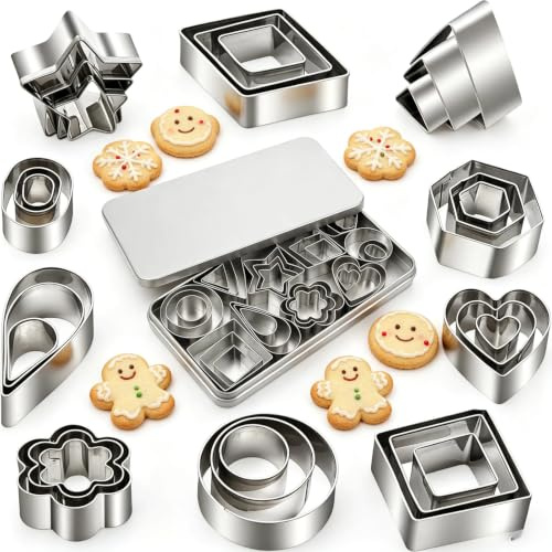 30 Stück Plätzchen Ausstecher, Mini Ausstechformen Geometrische Formen | Mini‑Ausstecher‑Set, Kleinen Formen zum Ausschneiden von Teig, Weihnachts‑Ausstechformen, Geeignet für das Plätzchenbacken