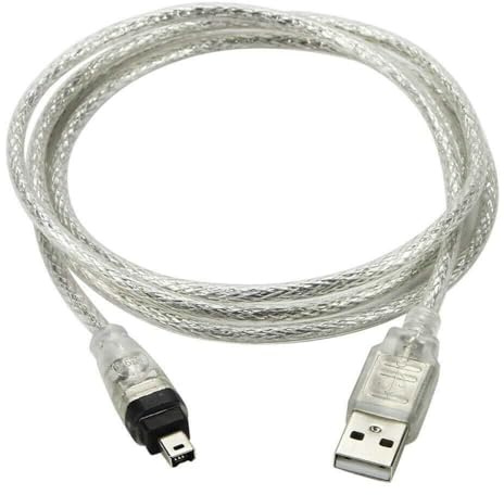 JJSH USB to IEEE 1394 4-Pin FireWire Cable 1.5M High-Speed 480Mbps Data Transfer Cable for Mini DV Camcorder to PC/Mac for Video Editing