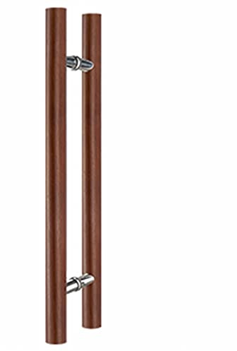 HYLYGFH Tirador de Doble Cara, Redondo y Resistente, con Forma de H, para Puertas correderas de Madera rústica, 80 cm, Acabado en Nogal. Ideal para entradas y Puertas Exteriores.